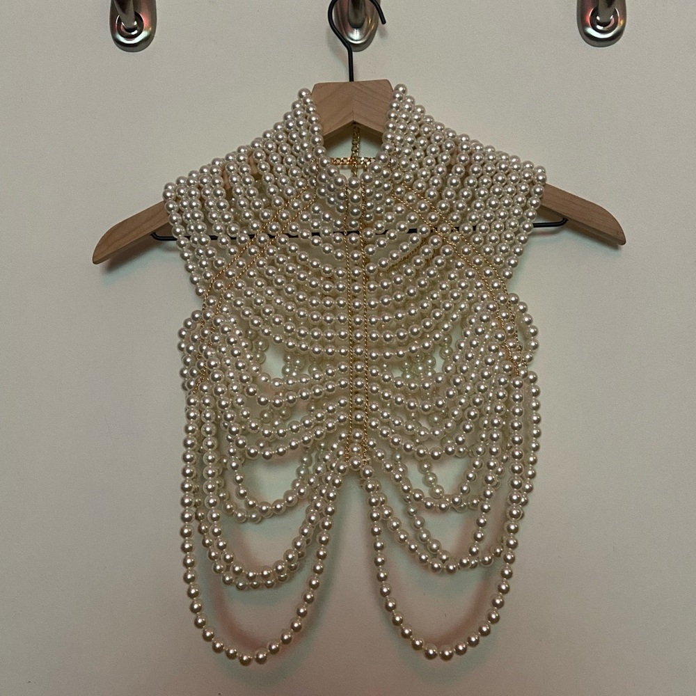 Pearl and Chain Beaded Top